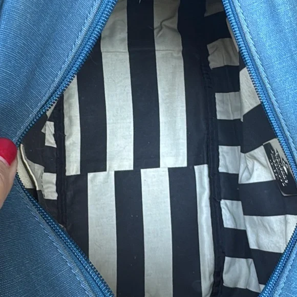 SOLD LIVE! Rare Vivienne Westwood Blue Quilted Satchel wTan Leather Accents - Picture 13 of 14